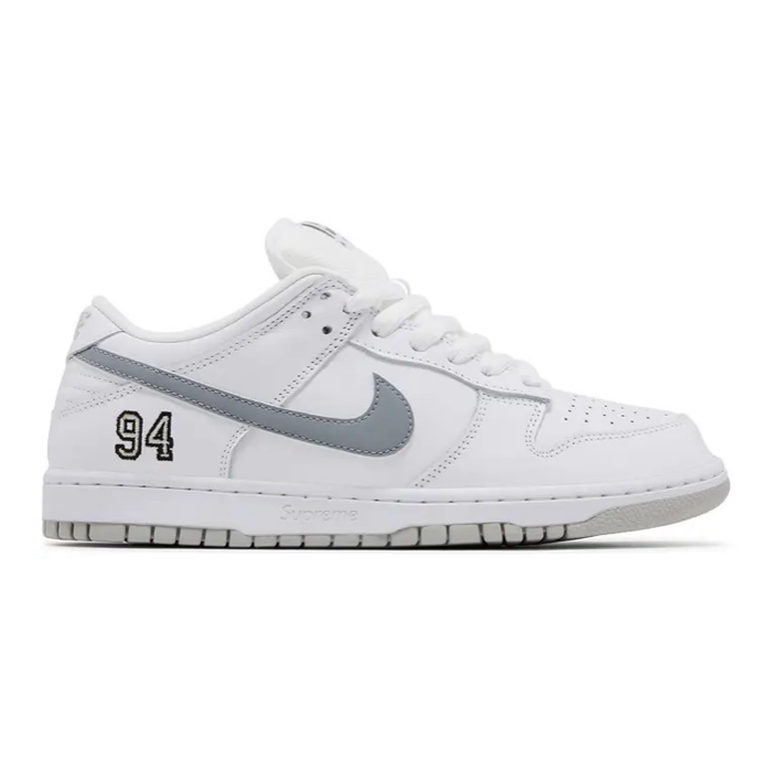 Supreme x Nike Dunk Low SB 'White Metallic Silver'