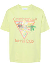 CASABLANCA Afro Cubism Tennis Club Printed T-Shirt Pale Green