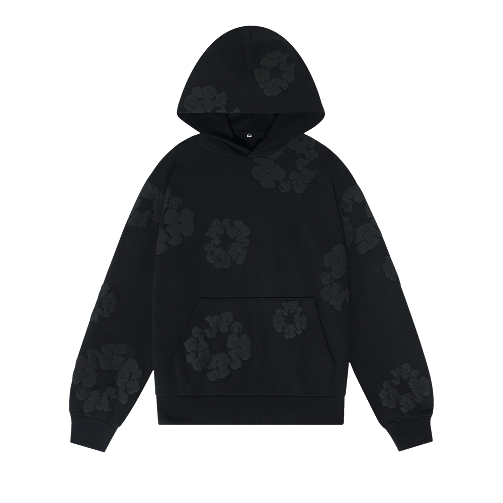 Denim Tears The Cotton Wreath Hooded Sweatshirt 'Black Monochrome'