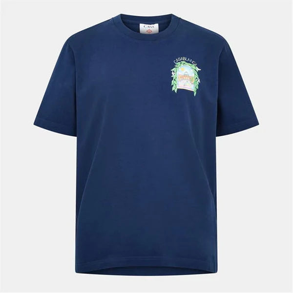 Casablanca Graphic Cotton L’Arche Tennis Club T-Shirt Navy