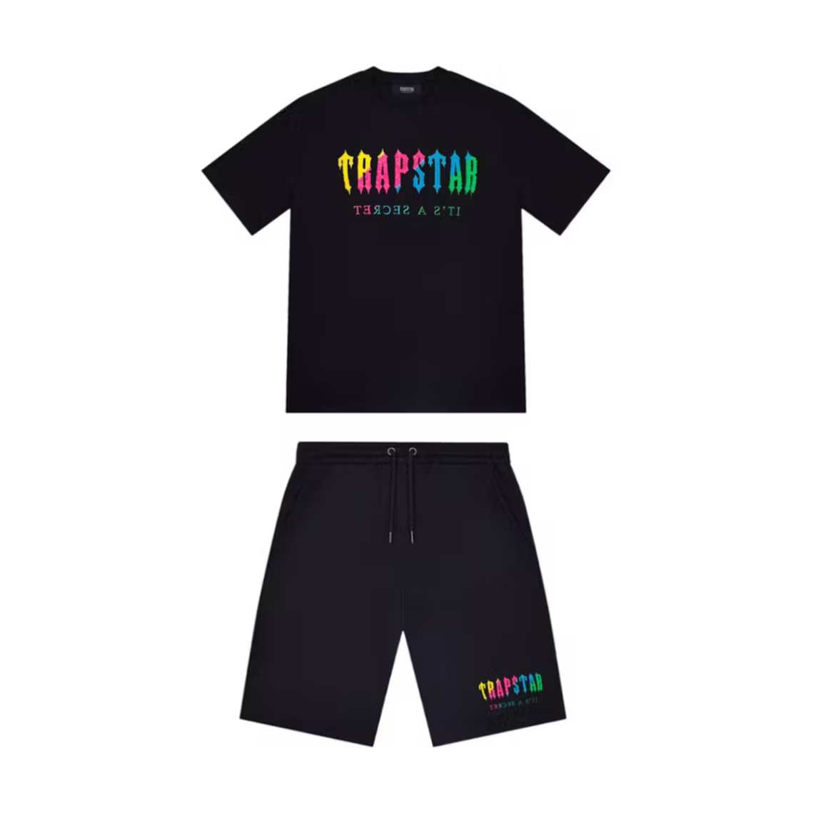 Trapstar Chenille Decoded Shorts Set - Black/Candy