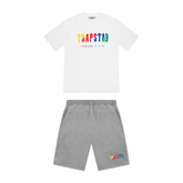 Trapstar Chenille Decoded Shorts Set - White/Candy