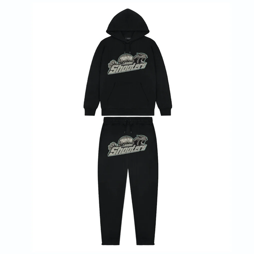 TRAPSTAR CHENILLE DECODED 2.0 HOODED TRACKSUIT - BLACK / TEAL