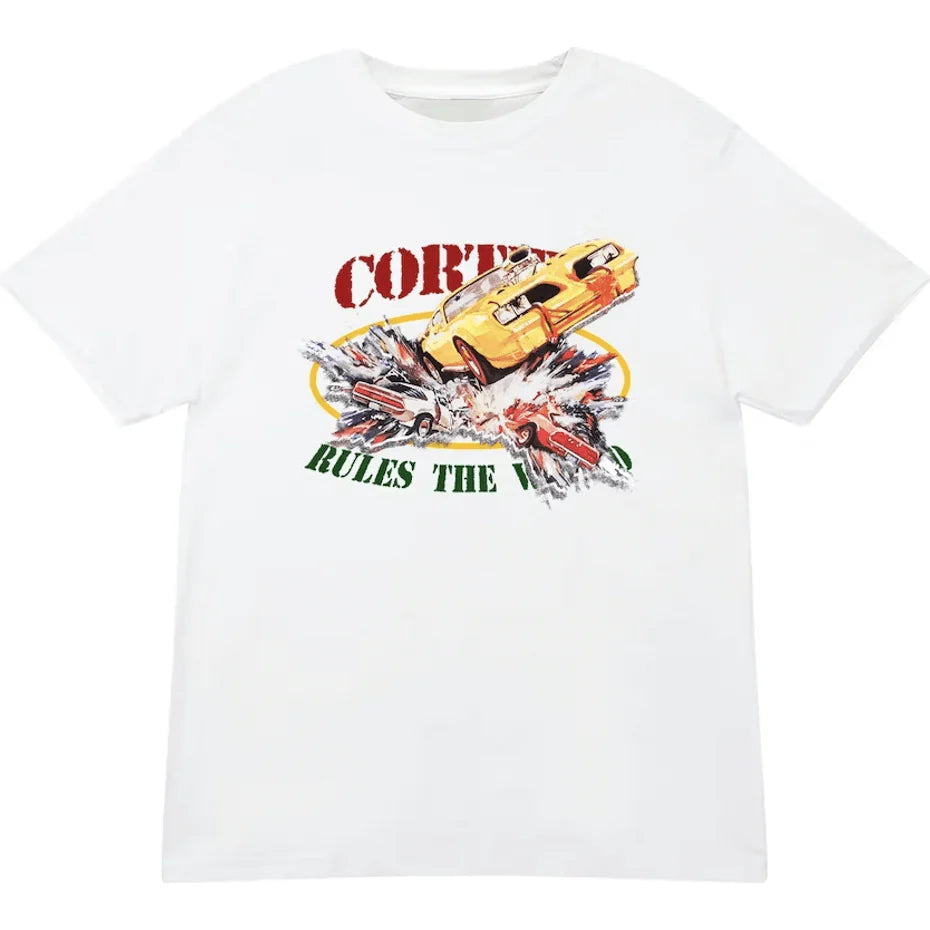 CORTEIZ RULES THE WORLD CAR CRASH TEE - WHITE