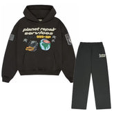 BROKEN PLANET REPAIR SERVICES TRACKSUIT SOOT BLACK (WIDE LEG JOGGERS)