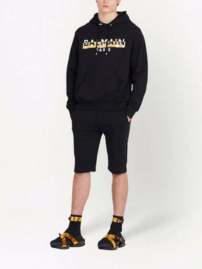 BALMAIN Foil Tape Hoodie Black