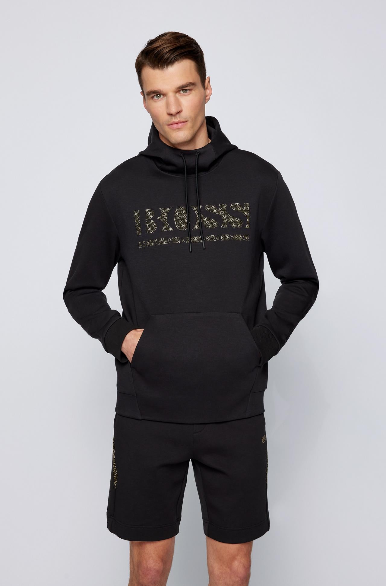 BOSS Logo Pixel Hoodie Black